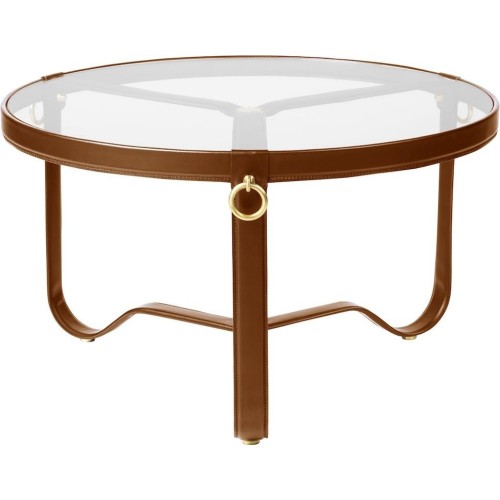 cuir brun - Ø70cm - table basse Adnet - Gubi