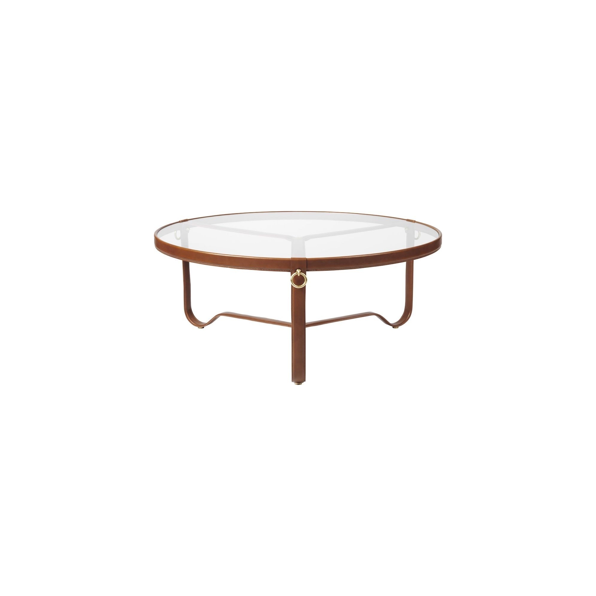 cuir brun - Ø100cm - table basse Adnet - Gubi