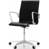 with castors - black Soft leather - low back Oxford Classic - Fritz Hansen