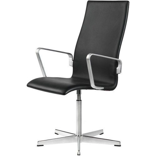 without castors - black Soft leather - medium back Oxford Classic - Fritz Hansen