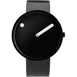 montre Picto - Ø40mm - noir, cuir noir