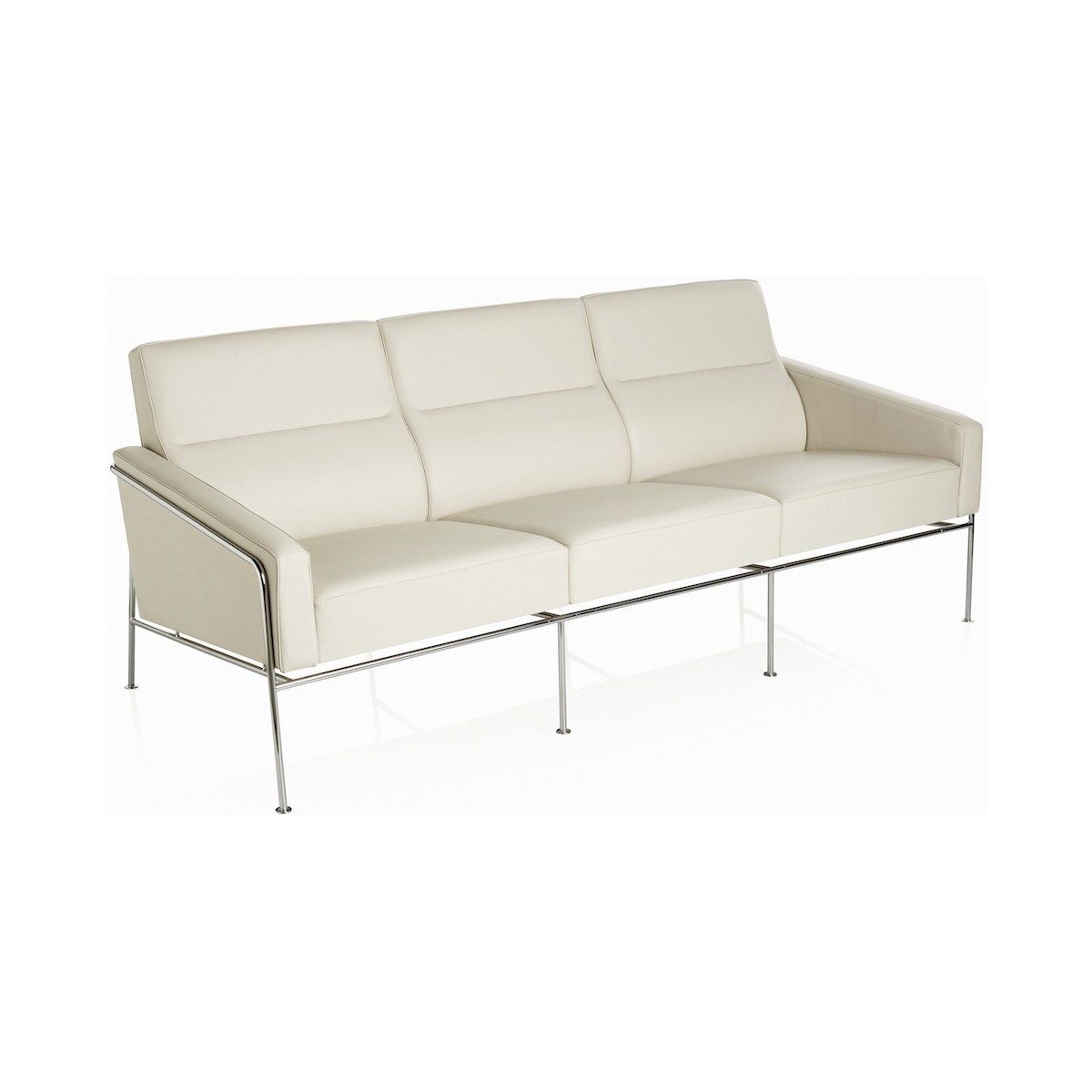 3-seater - White leather - 3303 sofa