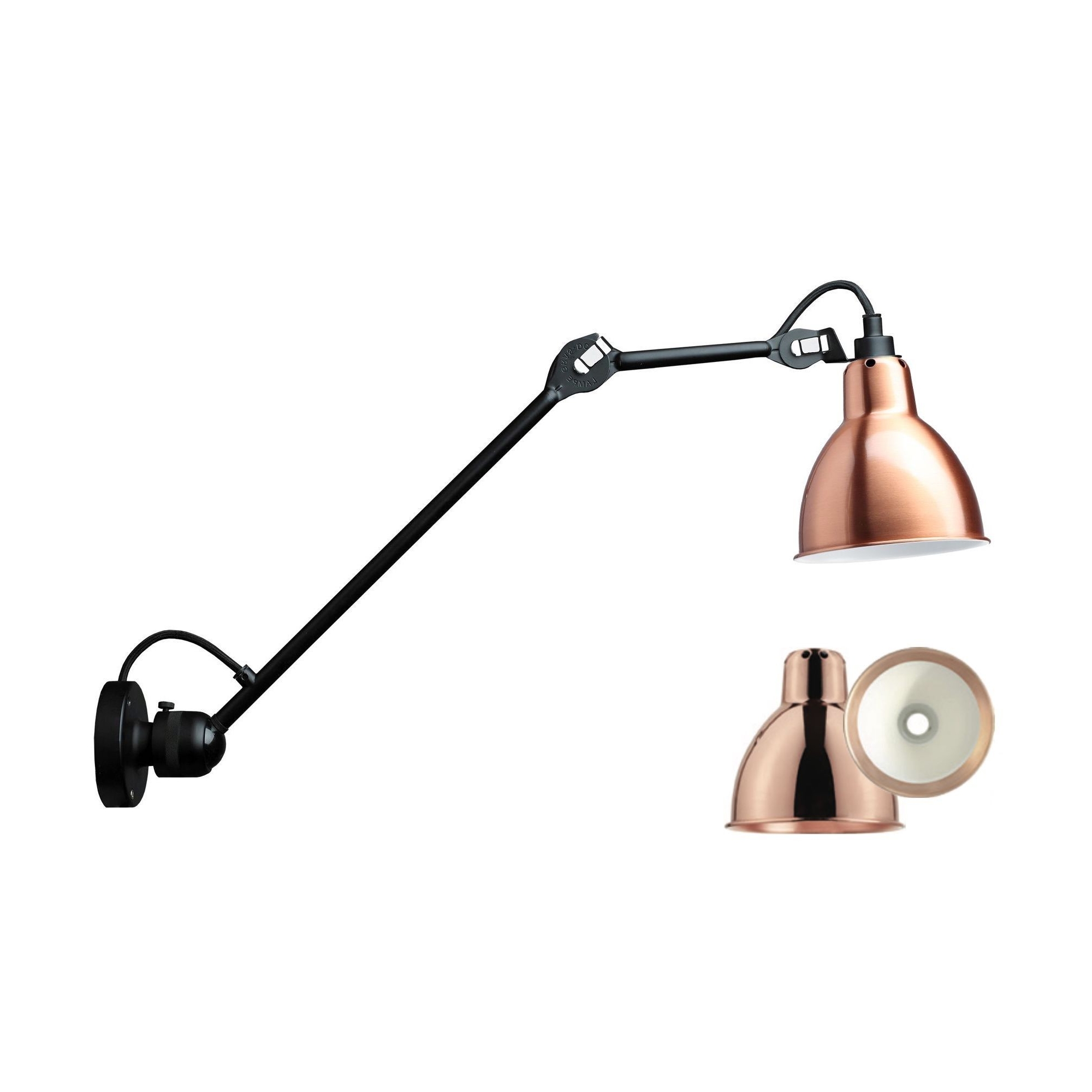 black / round copper, white inside - Gras 304 L 40 - wall lamp - DCW éditions