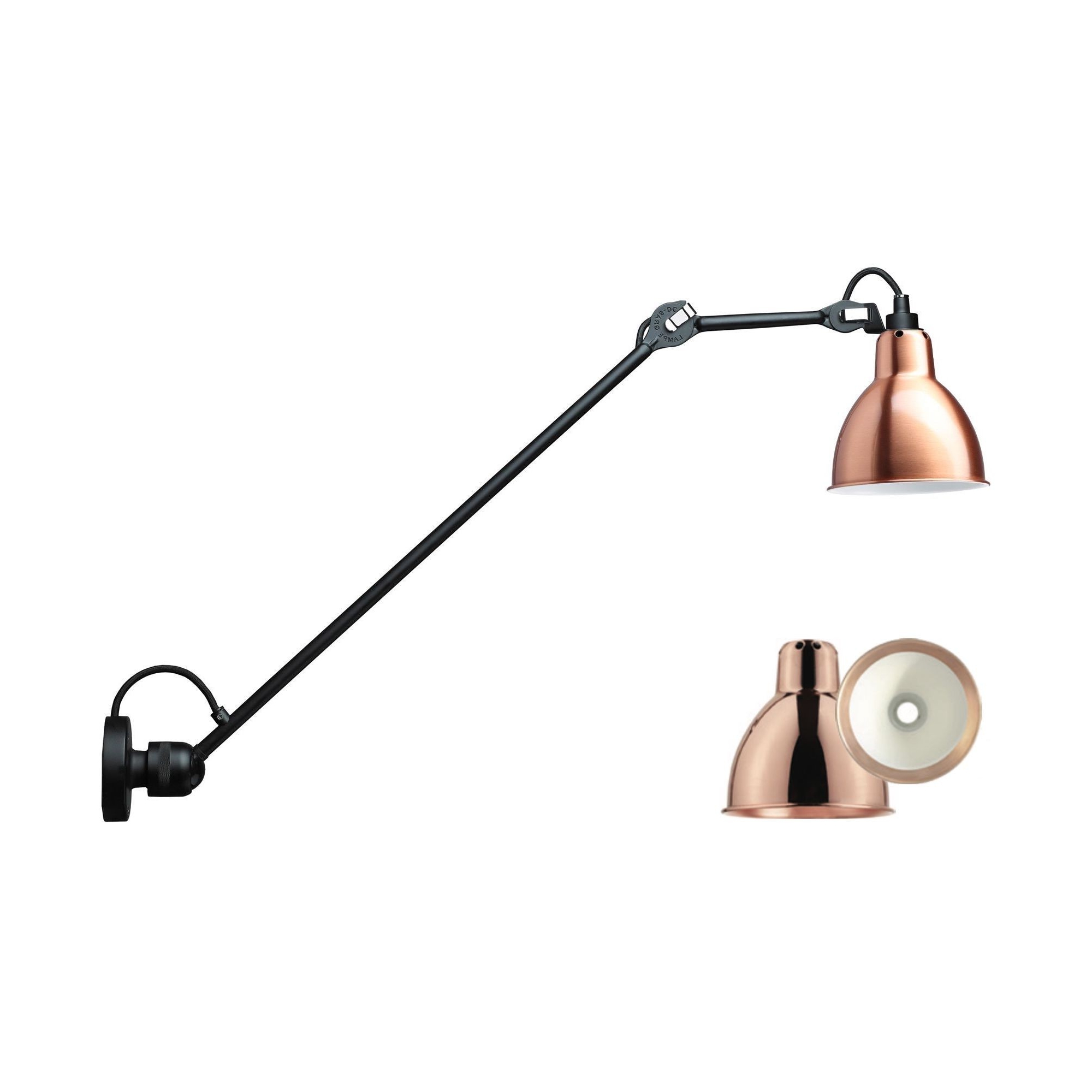 black / round copper, white inside - Gras 304 L 60 - wall lamp - DCW éditions