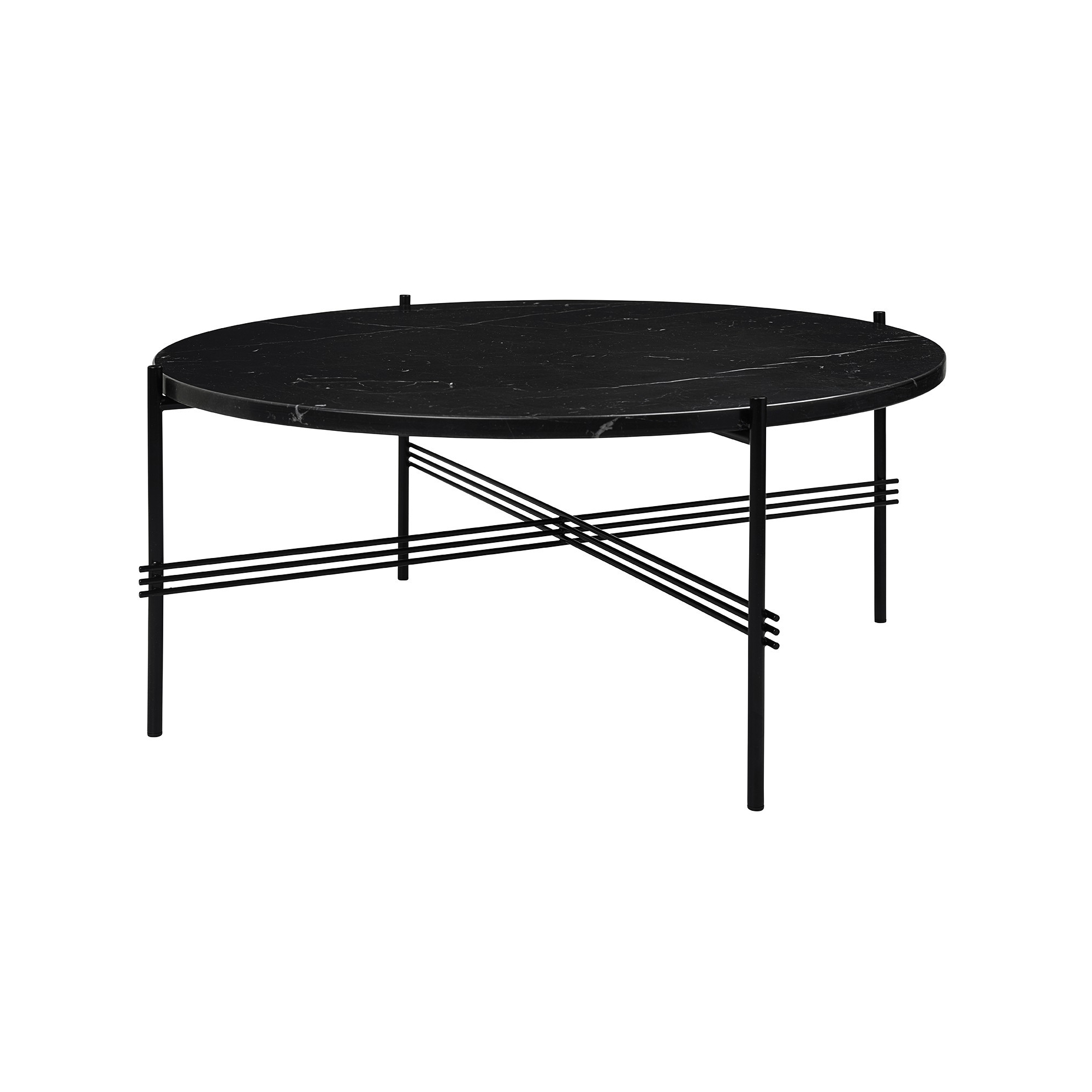 Ø80xH35cm - marbre noir - base noire - table ronde TS - Gubi