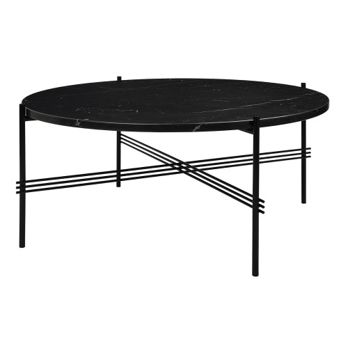 Ø80xH35cm - marbre noir - base noire - table ronde TS - Gubi