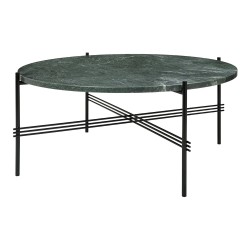 Ø80xH35cm - green marble - black base - TS round table - Gubi