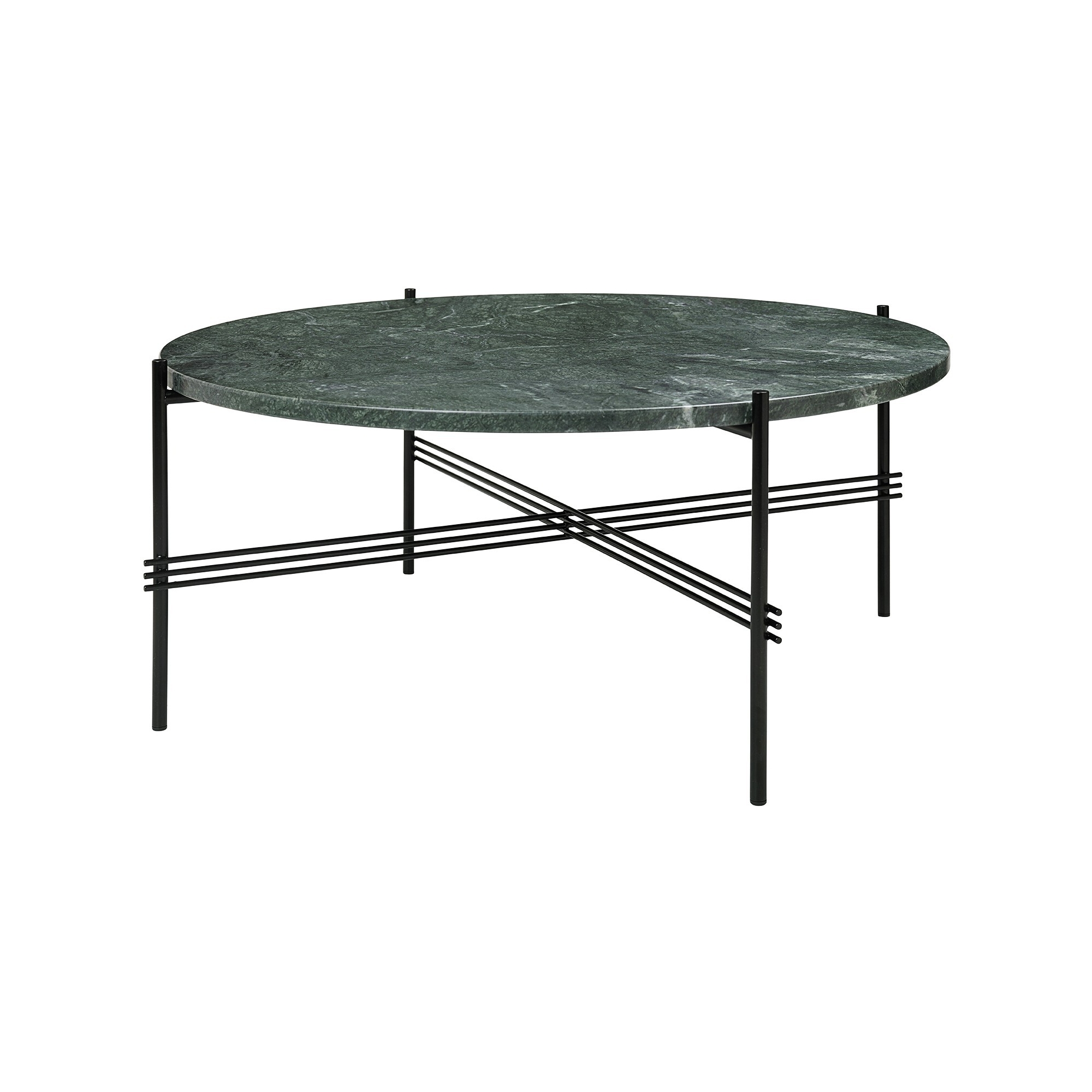 Ø80xH35cm - marbre vert - base noire - table ronde TS - Gubi