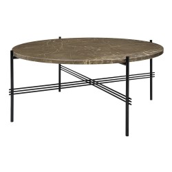 Ø80xH35cm - marbre marron - base noire - table ronde TS - Gubi