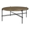 Ø80xH35cm - brown marble - black base - TS round table - Gubi