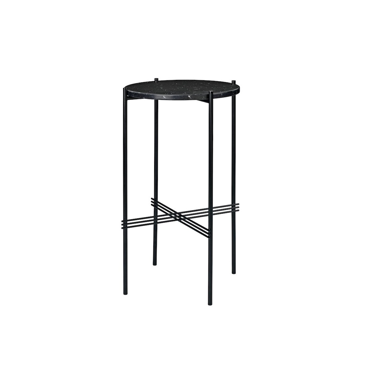 Ø40xH70cm - marbre noir - base noire - console ronde TS