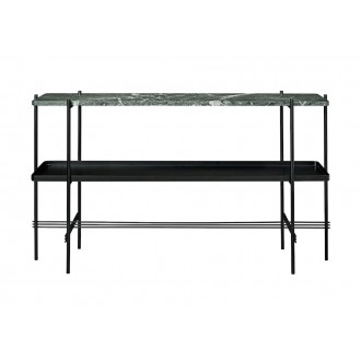 green marble and black metal tray - black base - TS rectangular console