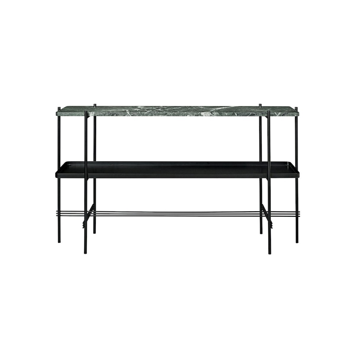 green marble and black metal tray - black base - TS rectangular console