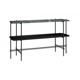 green marble and black metal tray - black base - TS rectangular console