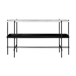 white marble and black metal tray - black base - TS rectangular console - Gubi