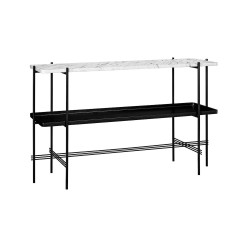 white marble and black metal tray - black base - TS rectangular console - Gubi