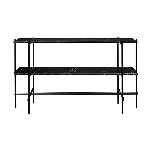 black marble - 2 trays - black base - TS rectangular console - Gubi