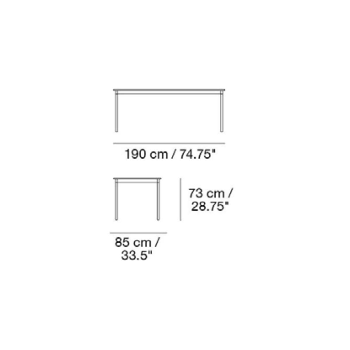 190 x 85 cm - Base table