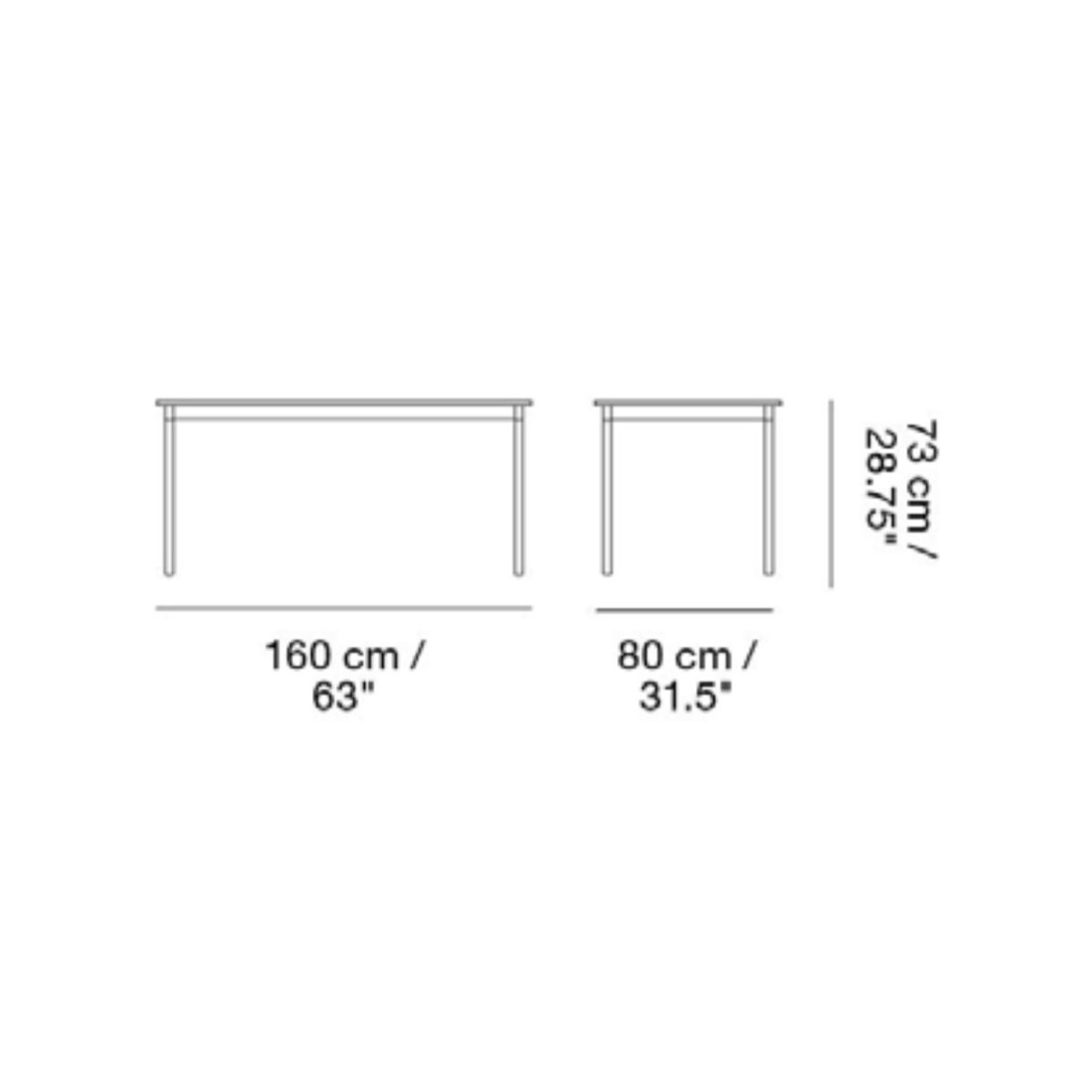 160 x 80 cm - table Base