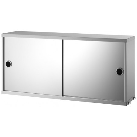 Cabinet avec portes miroir - gris - L78xP20xH37 cm