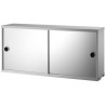 Cabinet avec portes miroir - gris - L78xP20xH37 cm