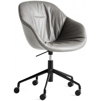 Soft - Grey 854 Silk leather - black swivel base - AAC153 Soft