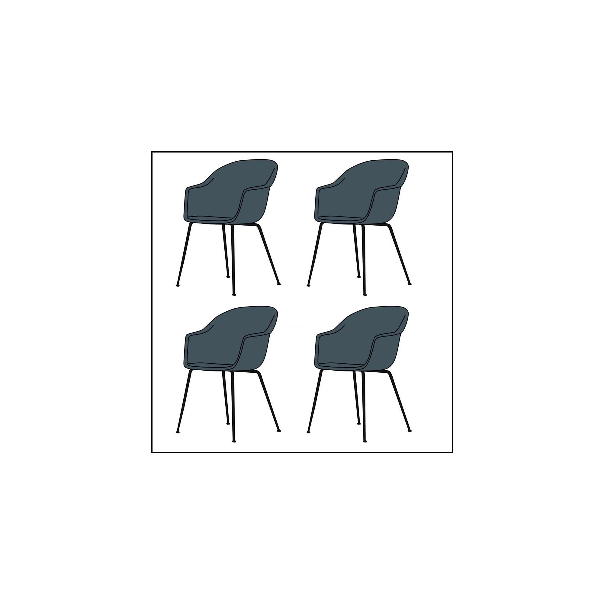 lot de 4 chaises Bat plastique - patins plastique - Gubi