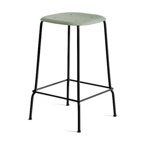 dusty green / noir - tabouret de bar Soft Edge 30 - piètement métal* - HAY