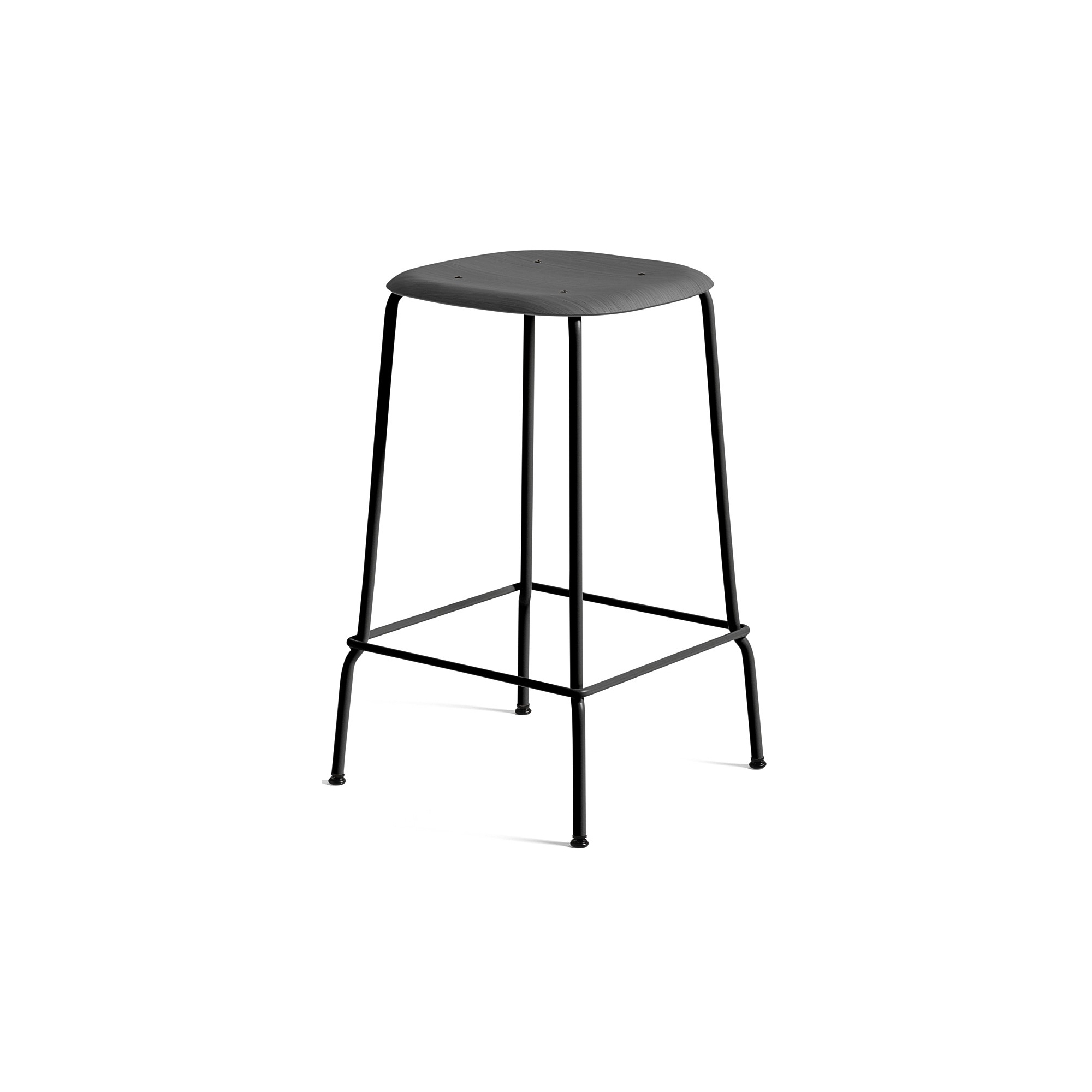 soft black / noir - tabouret de bar Soft Edge 30 - piètement métal - HAY