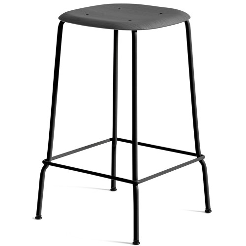 soft black / noir - tabouret de bar Soft Edge 30 - piètement métal - HAY