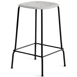 soft grey / noir - tabouret de bar Soft Edge 30 - piètement métal - HAY