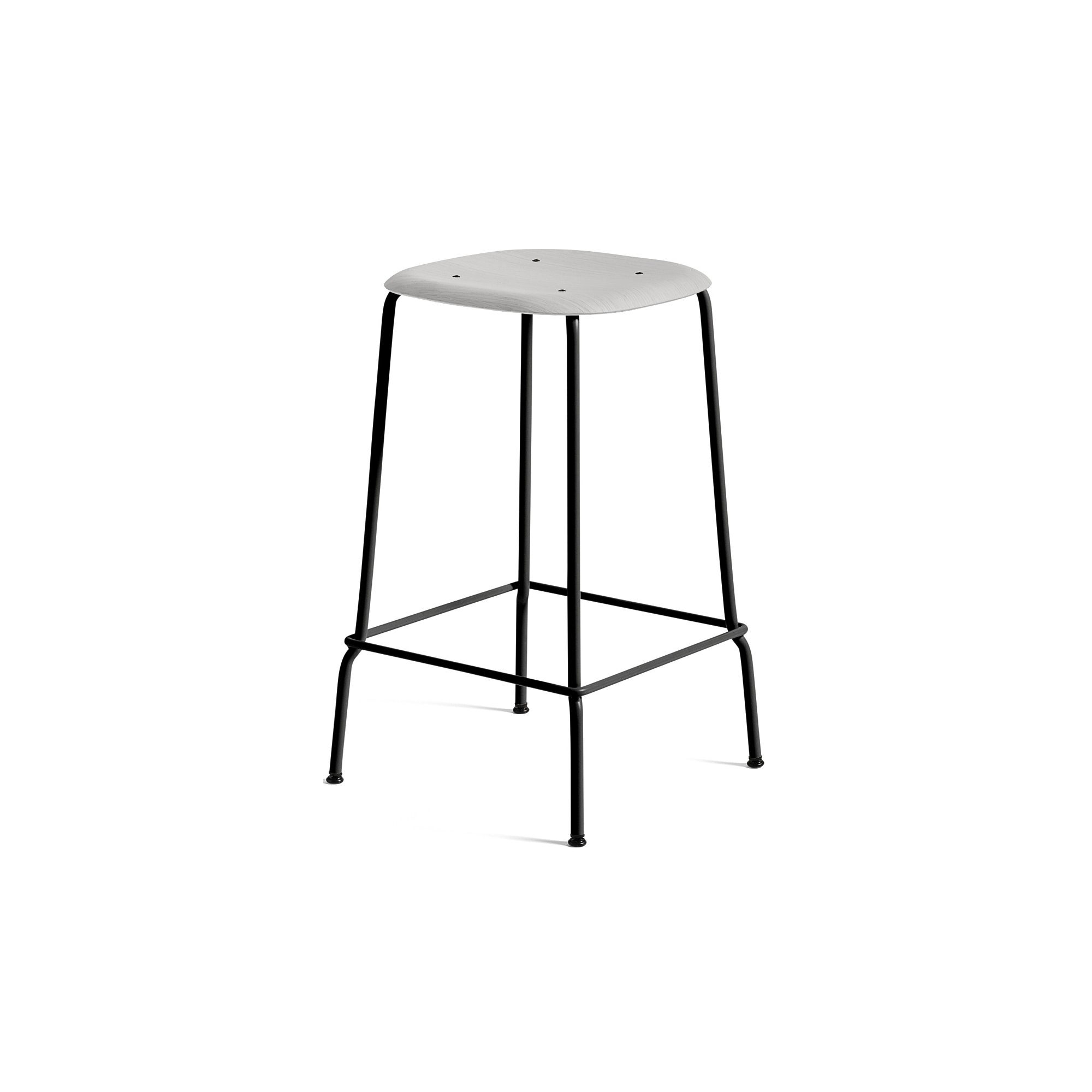 soft grey / noir - tabouret de bar Soft Edge 30 - piètement métal - HAY