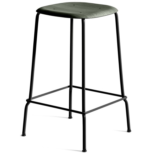 Hunter / noir - tabouret de bar Soft Edge 30 - piètement métal - HAY