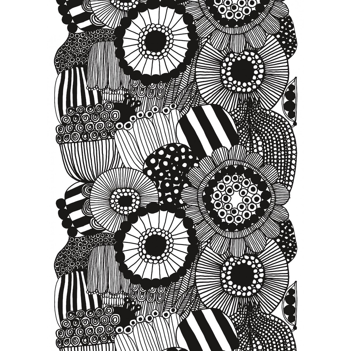 Siirtolapuutarha - white, black 190 - cotton - Marimekko fabric