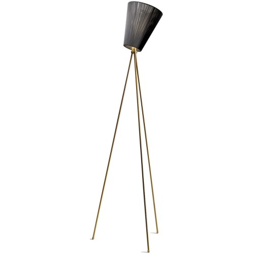 Oslo Wood floor lamp - black lampshade - gold legs - Northern