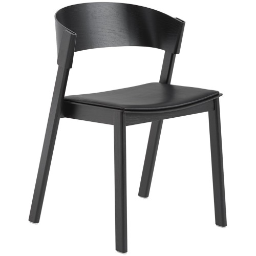 black + black Refine leather seat – Cover Side Chair - Muuto