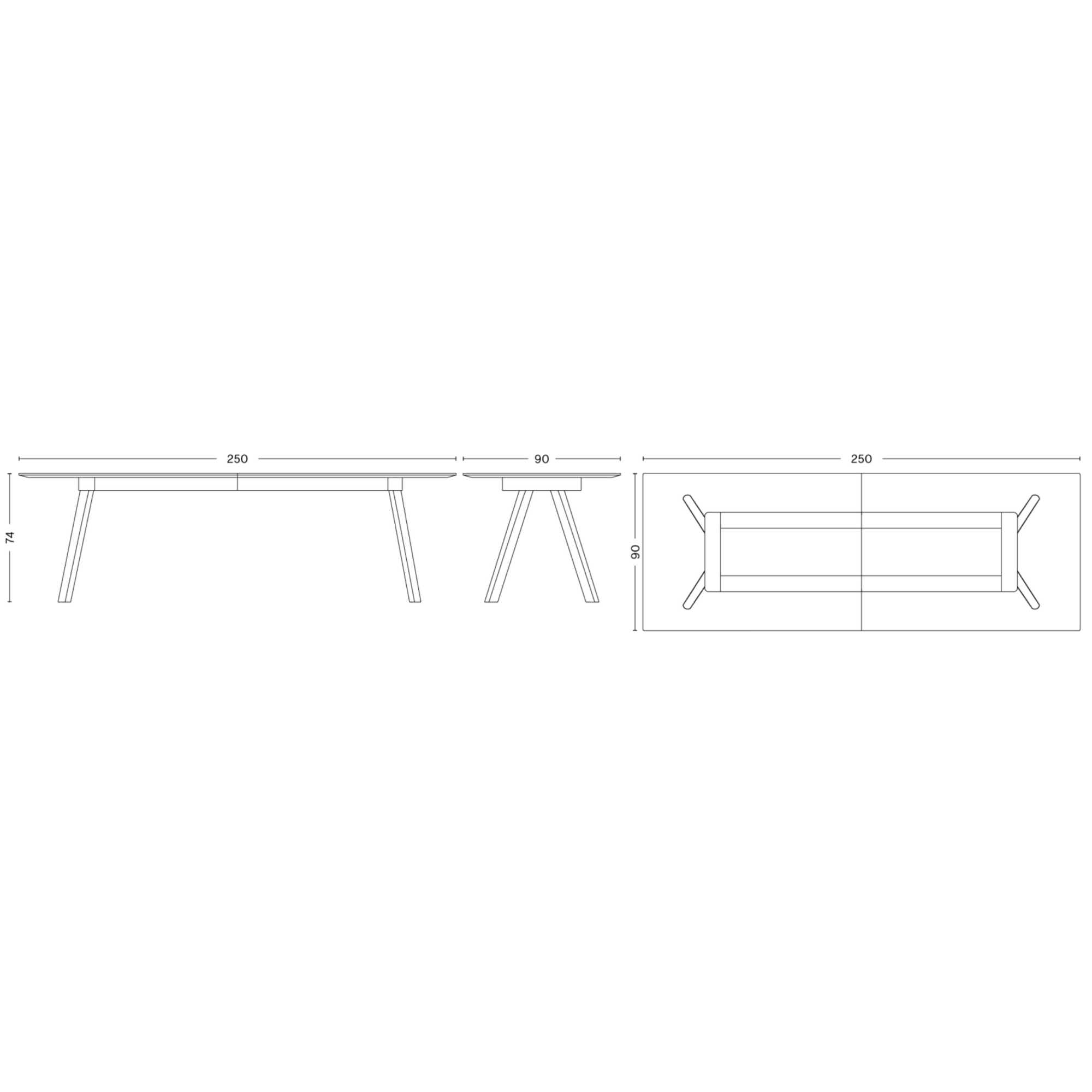 Table extensible CPH30 – 250 x 90 x 74 cm - HAY