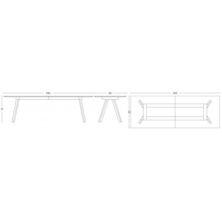 Table extensible CPH30 – 250 x 90 x 74 cm - HAY