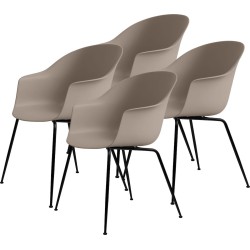 lot de 4 chaises Bat plastique - coque new beige + piètement métal - Gubi