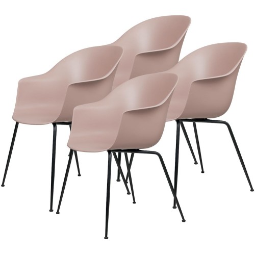 pack of 4 Bat plastic chairs - sweet pink shell - metal legs - Gubi