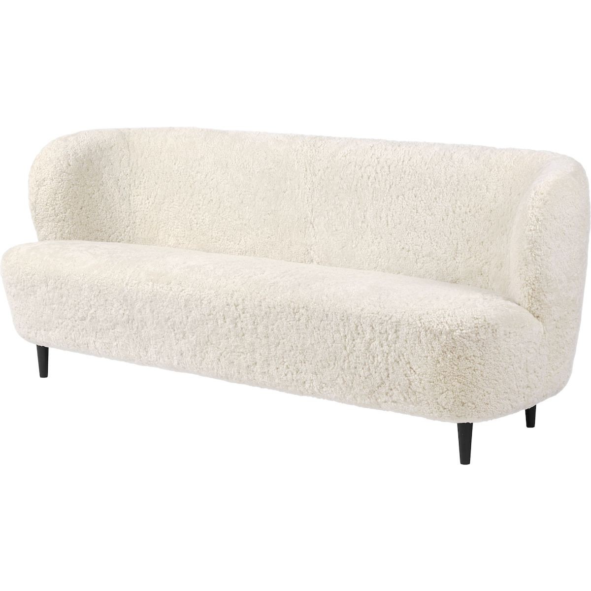 Stay sofa - 150 x 70 cm - Off-white sheepskin + black stained oak legs - Gubi