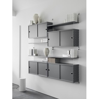 ÉPUISÉ Cabinet portes coulissantes - gris - L78xP20xH37 cm - String Furniture