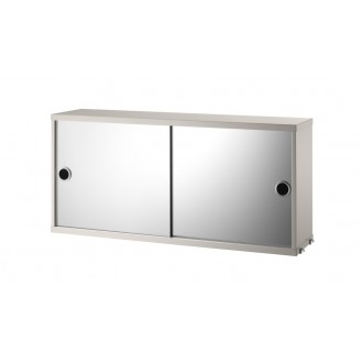 Cabinet avec portes miroir - beige - L78xP20xH37 cm - String Furniture