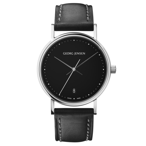 Koppel 32mm - quartz, cadran noir, cuir noir