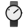 Picto Ø40mm - white/matt black, black leather strap