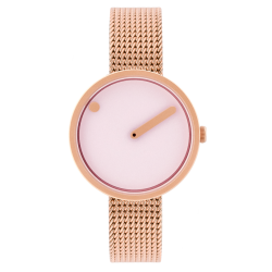 Montre Picto Ø30mm - or rose mat/rose dusty, bracelet maille or rose mat