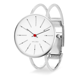 Montre Bankers - Ø30 ou Ø34 mm - acier/blanc, bracelet jonc