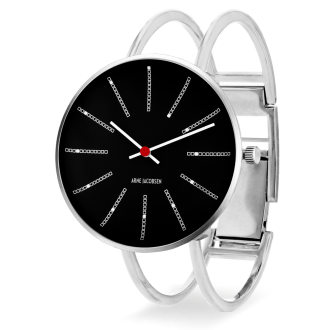 Bankers watch - Ø34 mm - steel/black, bangle