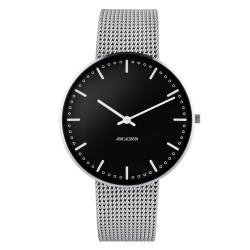 SOLD OUT City Hall watch - Ø40mm - brushed steel/black, steel mesh strap