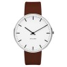 City Hall watch - Ø40mm - brushed steel/white, brown leather strap